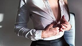 Secretary Screams for Huge Creampie in Her Tight Pussy!