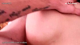 Blonde German MILF bent over for POV doggy, takes cumshot on big ass