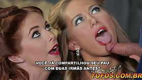 Hey, two hot European maidens are giving a blowjob to the servant in Cinderella parody! 😘