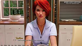 Short hair redhead teacher interacts with student in episode 10