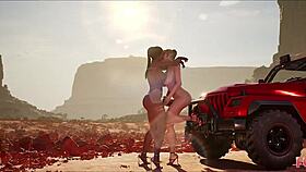 Futa3DX - FUTA Brunette and Blonde Babes Stranded, Fucking Hard in Desert Heat!