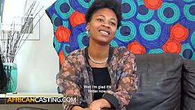 African amateur deepthroats big black cock in outdoor interracial audition