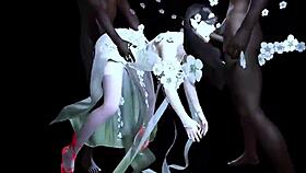 Two monster cocks intensely fuck big boobs chick in 3D hentai.