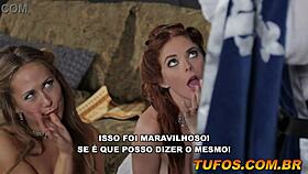 Hey, two hot European maidens are giving a blowjob to the servant in Cinderella parody! 😘