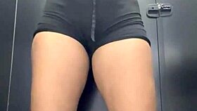 First time with a big dick in the crowded bathroom, cum with me?