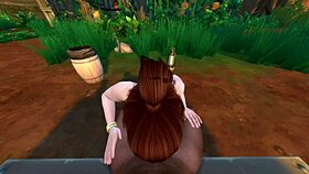 Black stud pounds Lara Croft in jungle camp! 🔥