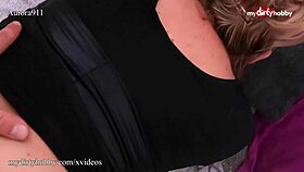 Blonde German MILF bent over for POV doggy, takes cumshot on big ass