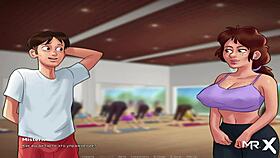 mature woman practices yoga in summertimesaga episode 1 24