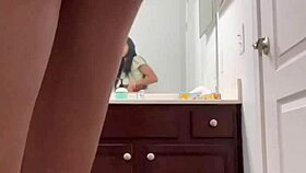Hidden Camera Catches Step Sis's Shaved Pussy
