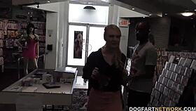 Lily Rader takes on huge black cock at public gloryhole