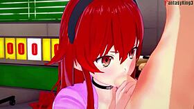 Eris intensely sucks cock at the gym in this hentai anime movie