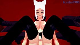 i'm cerberus the triple demon and judgement the high prosecutor having intense sex in helltaker pov hentai, it's sooo good