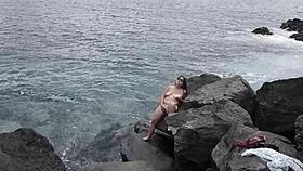 Unexpected Cumshot Surprises Nudist Girlfriend on Beach with Cuckold Twist