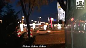 Skinny milf lady paris gets banged on the main road in berlin outdoor.