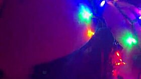 reverse cowgirl rides big cock with toys and fishnets on tied ass