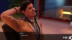 In this 3d cartoon game, the employee flirts with the boss at work in fashion business episode 1 scene 82.