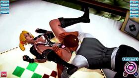 hentai chick gives blowjob in doggystyle and missionary