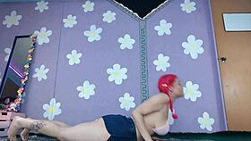 Beginner Cute Milf Flashes Pierced Nipples in Bikini Yoga?