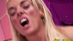 Jizzorama family deep throat blowjob before dinner with big tits blonde