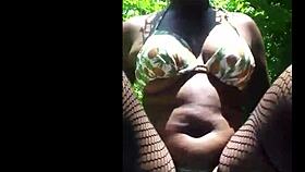 masked girl masturbate outdoor