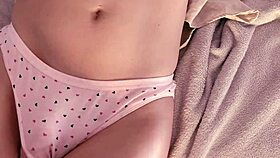 Stepdad Rubs Wet Shaved Pussy and Cums in Panties