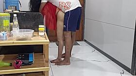 Rohit had rough sex with Ajay’s wife Soni in the kitchen. Ajay was at work while Soni made tea alone.