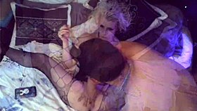 blonde milf plays with toys at home