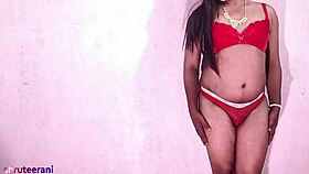 red signal part 1, sissy shrutee crossdresses in lingerie, big tits and ass. masturbates to orgasm