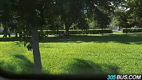 Veronica Rodriguez humiliated on bus with two cocks