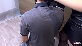 femdom makes boyfriend worship my pussy and ass in the kitchen, then cum on face