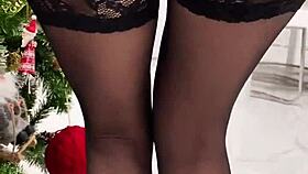 hot brunette toys her ass and sucks big dick for christmas fun 😈🎄