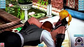 hentai chick gives blowjob in doggystyle and missionary