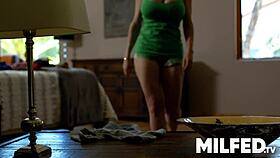 Hot busty milf sneaks fuck with cable guy