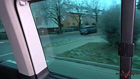 found this busty milf whore on the street, got her pussy cum covered in a driving van, damn