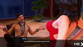 In this 3d cartoon game, the employee flirts with the boss at work in fashion business episode 1 scene 82.