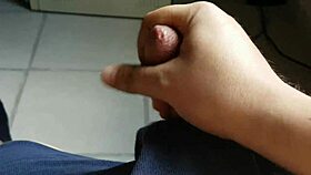 Raw Gay Handjob Scene Where He Jerks Off for the Girls Watching