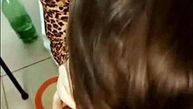 French amateur in black leather pants, multi-colored thong, satin grey shirt, heels rims and doggystyles in pov! 😏