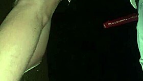 Wife pegging husband in public woods, girl fucks guy with big cock 😈