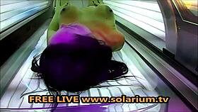 Horny Czech Milf Fingers Big Tits in Public Solarium?