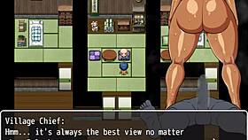 tanned girl natsuki in hentai game episode 36 interacts with old man in public group setting