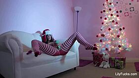 Lily Carter Squirts Hard During Christmas Masturbation