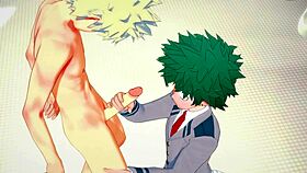 My hero academia yaoi - midoriya handjob and fucked by bakugou in the bathroom - japanese asian manga anime game porn