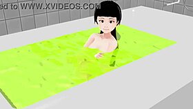 koko a strips naked in the bath for you