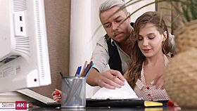 Adorable Brunette Secretary Gets Her Ass Ravaged By A Kinky Boss Of Hers