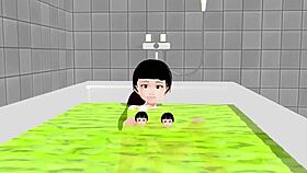 koko a strips naked in the bath for you