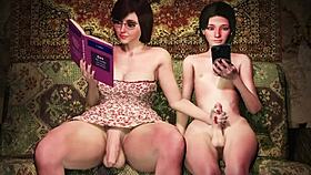 Two Futanari Shemale Milfs Bang Guy in Wild Threesome POV.