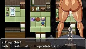 tanned girl natsuki in hentai game episode 36 interacts with old man in public group setting