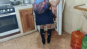 Hot Colegiala Seduces Stepdad for Kitchen Action, Dare to Watch?