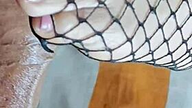 I have this foot fetish where I fuck her deliciously and cum on her pierced feet in fishnets.