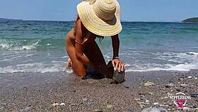 nippleringlover shows off extreme stretched nipple piercings and multiple pussy rings at nude beach